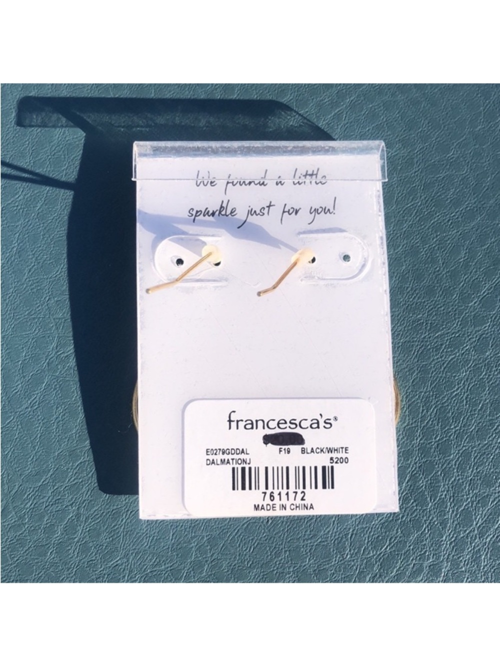 Francesca’s Dalmatian Semi-Precious Stone Earrings NWT - Picture 3 of 4